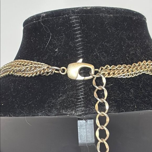 BCBG Generation Gold Tone Multi-Layer Chain Statement Bib Necklace 17” - Picture 6 of 6